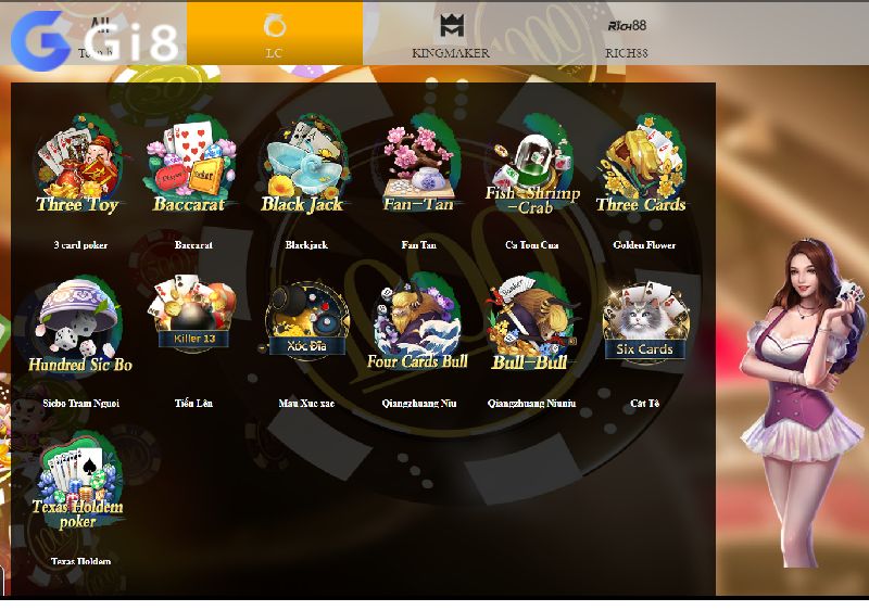 Giao diện sảnh game V8poker 