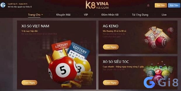 Giao diện của nhà cái đánh đề online K8